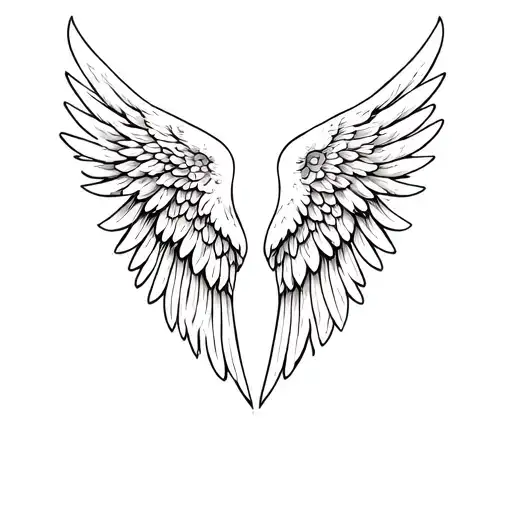 Faith, two angel wings, tattoo design idea