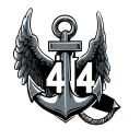 simple anchor with 444 angel number tattoo design idea