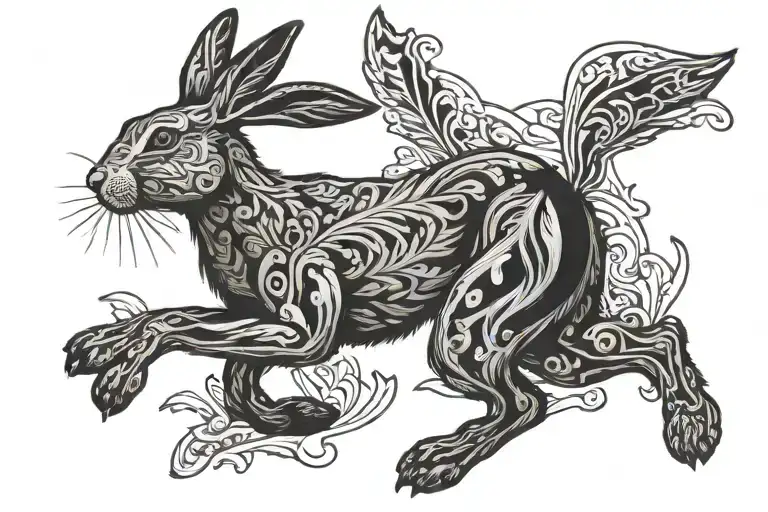 hare running tattoo design idea