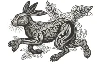 hare running tattoo design idea