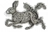 hare running tattoo design idea