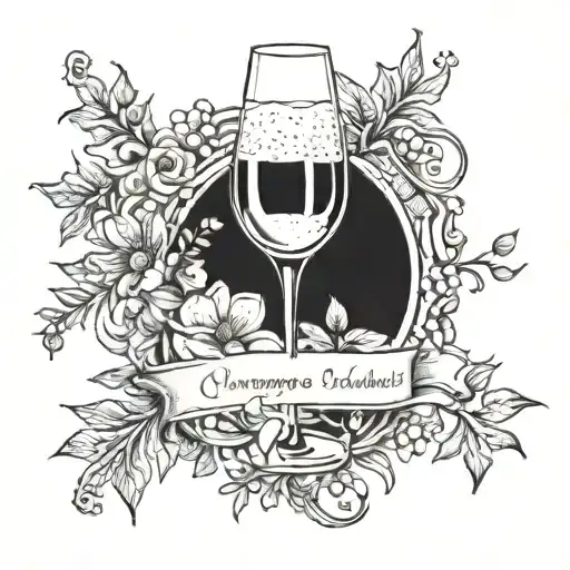 champagne e mademoisells tattoo design idea