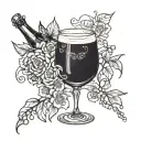 champagne e mademoisells tattoo design idea