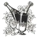 champagne e mademoisells tattoo design idea