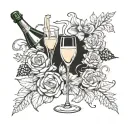 champagne e mademoisells tattoo design idea
