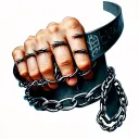 a tattoo shaped like a choker, with 8 closed eyes (baby hand size) connected together by chains have runic language  tattoo design idea