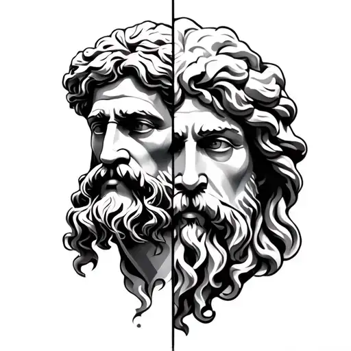 socrates and pluto half face tattoo design tattoo design idea