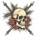 skull with arrows through it tattoo design idea