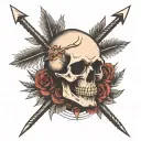 skull with arrows through it tattoo design idea
