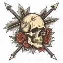 skull with arrows through it tattoo design idea