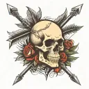 skull with arrows through it tattoo design idea