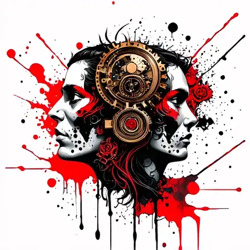 janus two heads in one steampunk inspired tattoo tattoo design idea