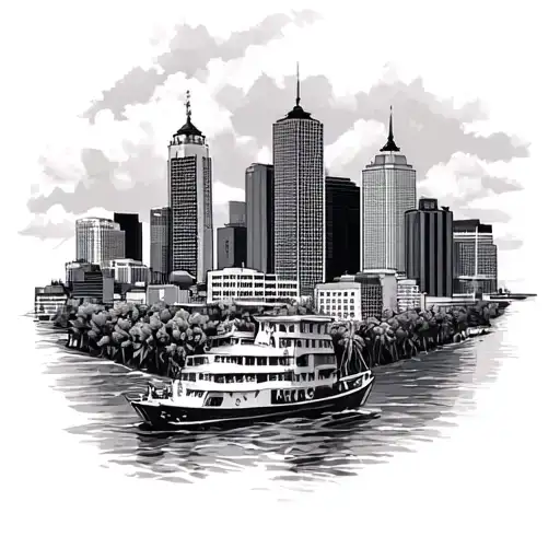 dominican republican city cotui and maryland city skyline in the background tattoo design idea