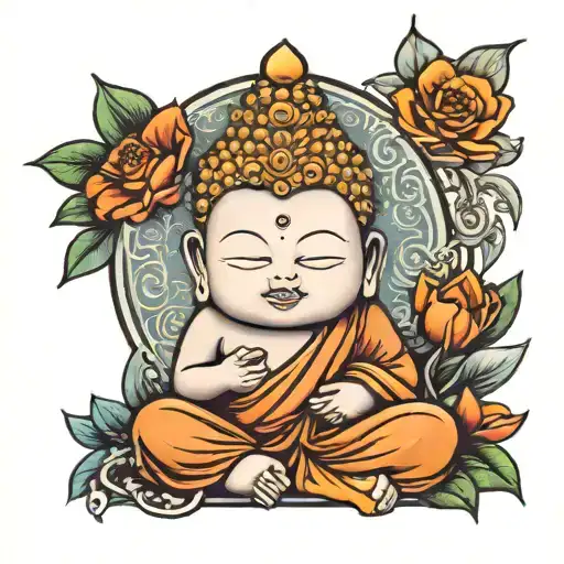 baby buddha inner peace tattoo design idea
