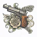 one grave one gun tattoo design idea