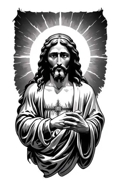 Jesus Christ holding tattoo design idea