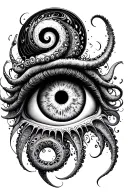 swirly tentacles eyeball tattoo design idea