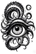 swirly tentacles eyeball tattoo design idea