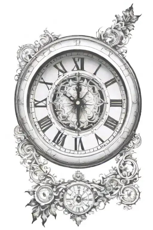 clock face with roman numerals tattoo design idea