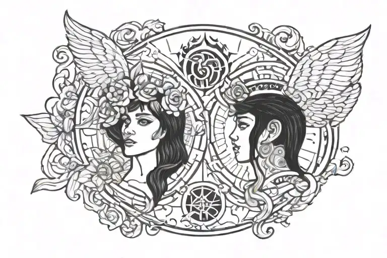 Gemini zodiac sign tattoo design idea