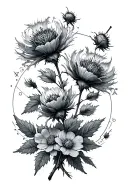 Hdyra constellation with sea holly flowers tattoo design idea