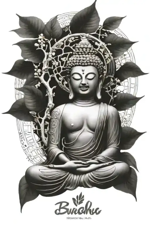 buddha with tree of life tattoo design idea