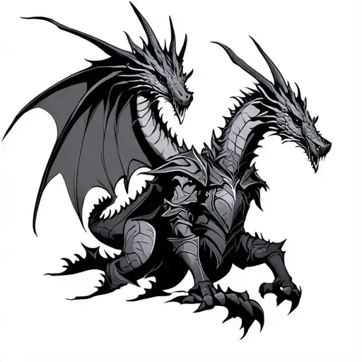 Diablo 4 game, dragons, druid, knight tattoo design idea