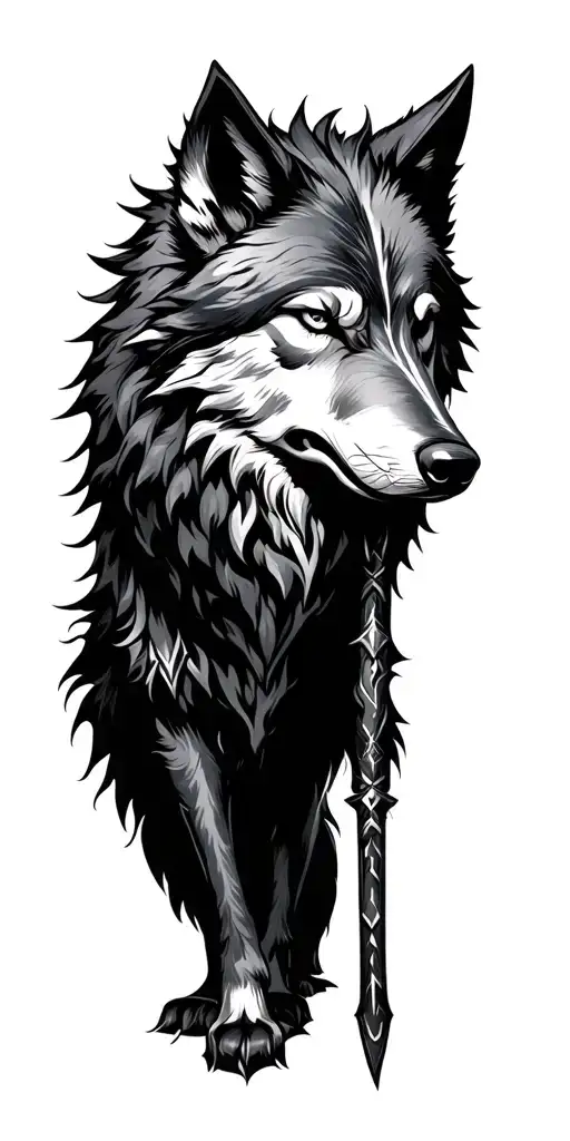 fenrir viking norse wolf tattoo design idea