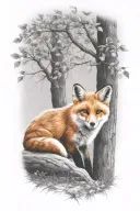 fox playing tattoo design idea
