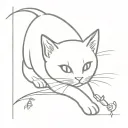 kitten playing with firefly insect tattoo design idea