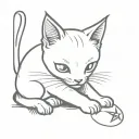 kitten playing with firefly insect tattoo design idea