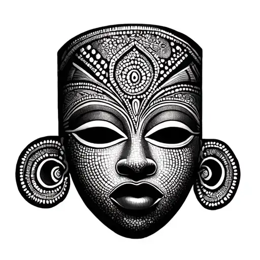 African mask tattoo design idea