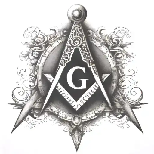 Masonic square and compass tattoo design idea