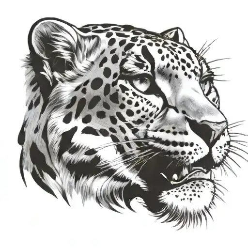 snow leopard with 4 eyes tattoo design idea
