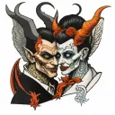 devil and angel whispering on both shoulders  tattoo design idea