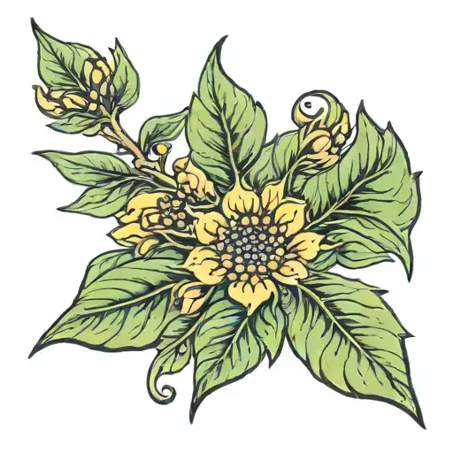 mustard seed leaves mountain  tattoo design idea