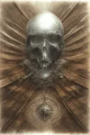 train tracks and a small compass with one hooded skull and engine camshafts harley davidson style tattoo design idea