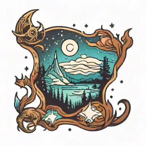 Big Dipper and auroras tattoo design idea