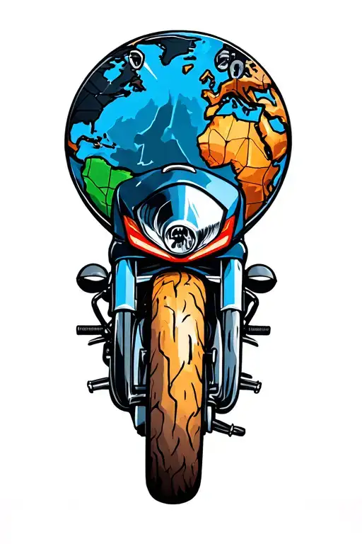 world map adventure motorcycle tattoo design idea