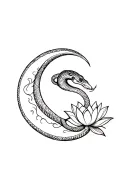 Snake, Moon and Lotus Flower tattoo design idea