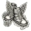 Baby feet with angel wings and halo tattoo design idea