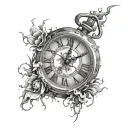 Clock with broken hands: A clock where the hands are standing still. “Nothing was too late, but much was too early” to tattoo design idea
