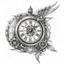 Clock with broken hands: A clock where the hands are standing still. “Nothing was too late, but much was too early” to tattoo design idea