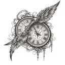 Clock with broken hands: A clock where the hands are standing still. “Nothing was too late, but much was too early” to tattoo design idea