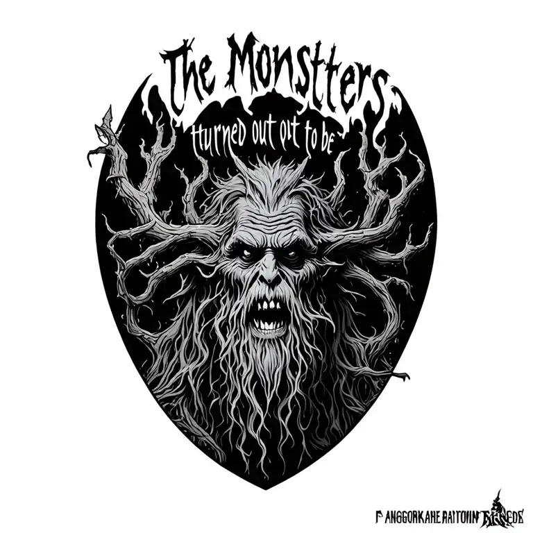 "the monsters turned out to be " treebeard, fangorn forest scene tattoo design idea
