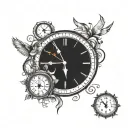 A tattoo featuring a stylized clock showing the time your husband passed away, surrounded by symbols of strength and hope tattoo design idea