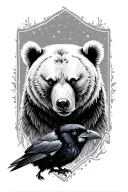 bear and raven tattoo design idea