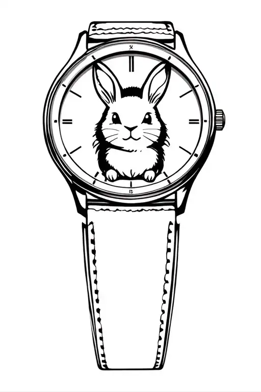 White rabbit Alice in Wonderland Watch Gousset Reference this white rabbit slut in Orelsan song tattoo design idea