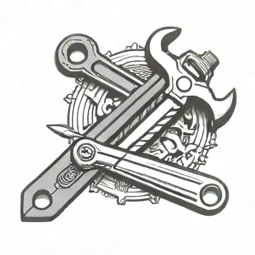 adjustable wrench and screwdriver beside each other tattoo design idea