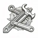 adjustable wrench and screwdriver beside each other tattoo design idea